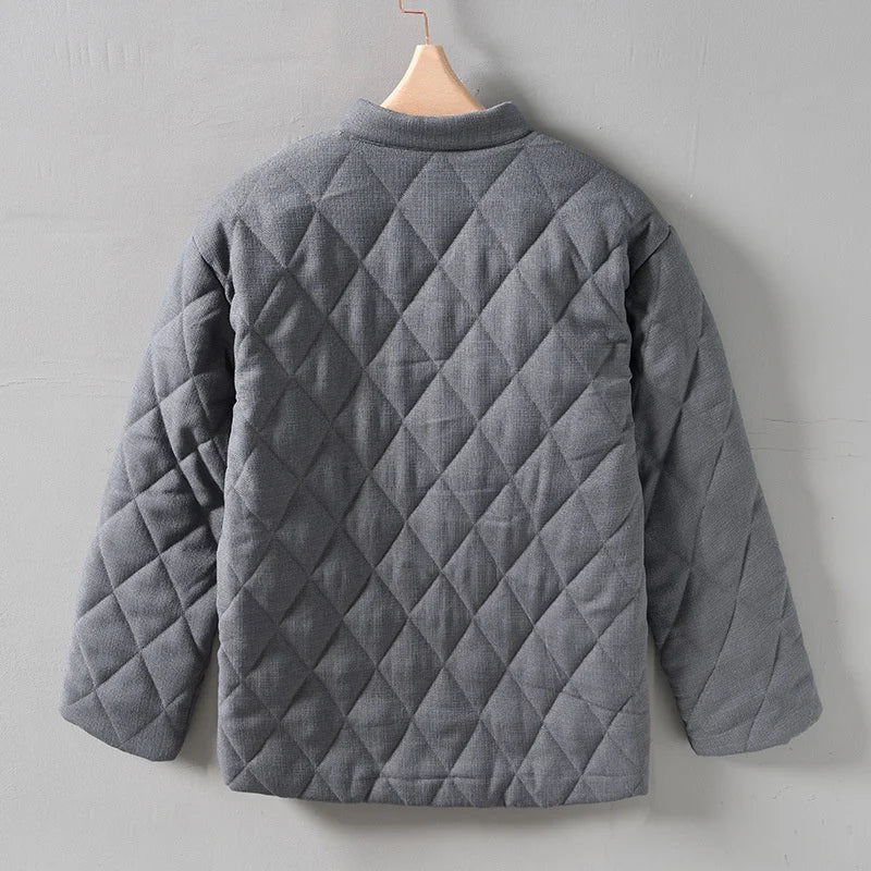 Japanese Style Stand Collar Warm Padded Jacket For Men Vintage Solid Loose Versatile Wadded Jacket Trend Male Outwear Clothing