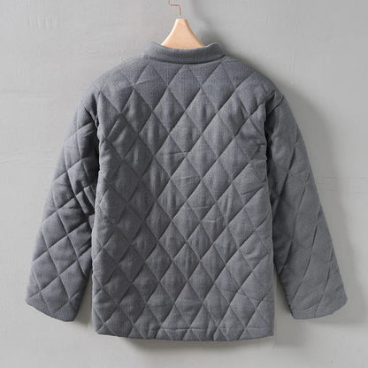 Japanese Style Stand Collar Warm Padded Jacket For Men Vintage Solid Loose Versatile Wadded Jacket Trend Male Outwear Clothing