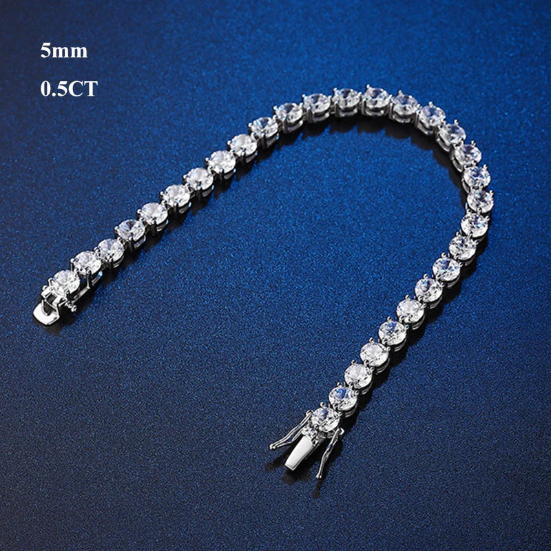 3 Prong 2.5mm 3mm Full D Color Moissanite Diamond Tennis Bracelet for Women 925 Silver Link Chain Spring Buckle Bracelets