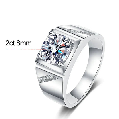 D VVS1 Moissanite Men Ring GRA Certified Diamond Sparkling Wedding Band Original 925 Sterling Silver Plated 18k rings