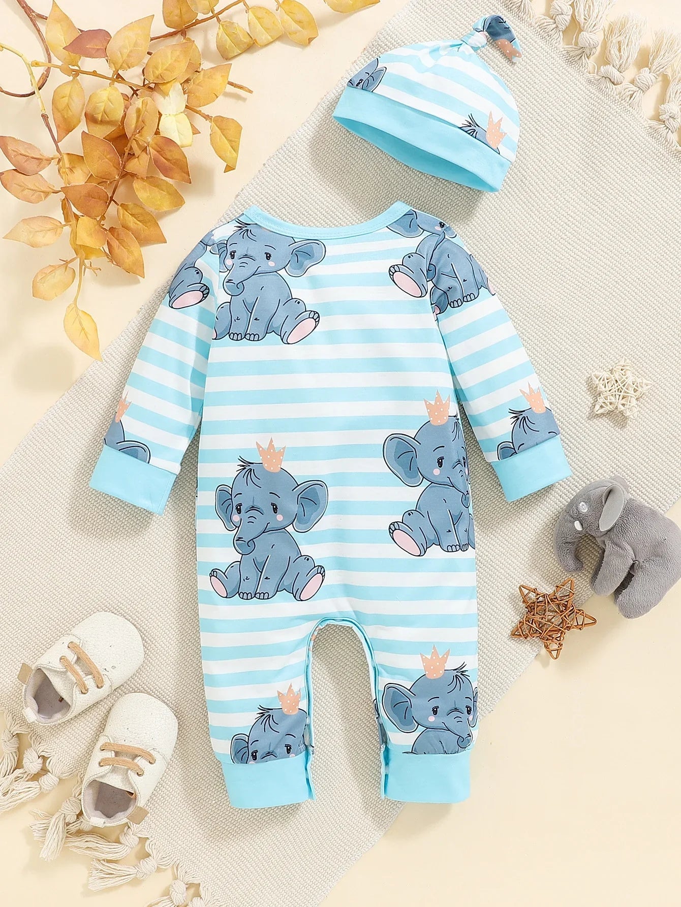 Winter Newborn Infant Baby Boys Romper Bear Print Long Sleeve Button Up Front Rompers Kids Onepiece Soft Fashion Baby  Clothing
