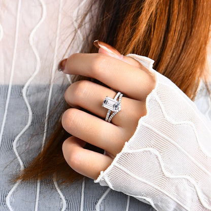 Moissanite Rings Brilliant Cut 3.5CT 925 Sterling Silver Moissanite Pass Diamond Test for Women Weddig Elegant Rings