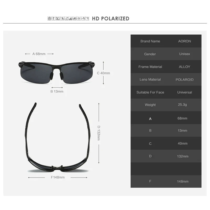 Sunglasses Men Aluminum Magnesium Frame Sport Sun Glasses Driver Retro Goggles