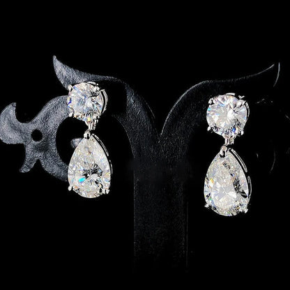 3cttw  Certified Oval/Round Cut Moissanite Diamond Drop Earrings for Women 100% 925 Sterling Silver Stud Earring Fine Jewelry