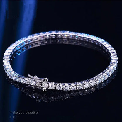 3mm Moissanite Tennis Bracelet Full Diamond GRA 925 Silver Plated 18k Wedding Party Jewelry Bracelets for Women Man