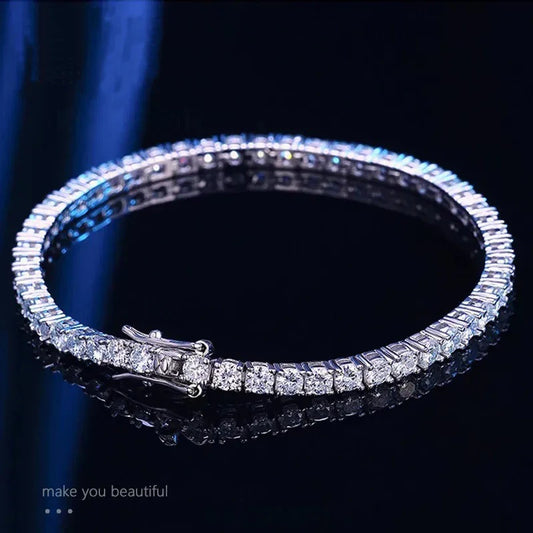 3mm Moissanite Tennis Bracelet Full Diamond GRA 925 Silver Plated 18k Wedding Party Jewelry Bracelets for Women Man