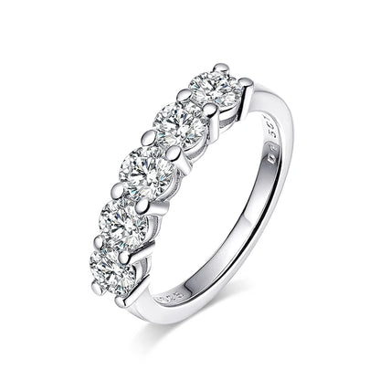 White Gold D Color 4mm Moissanite Ring for Women 1.5CTTW Stone Match Diamond Wedding Band Bride S925 Sterling Silver