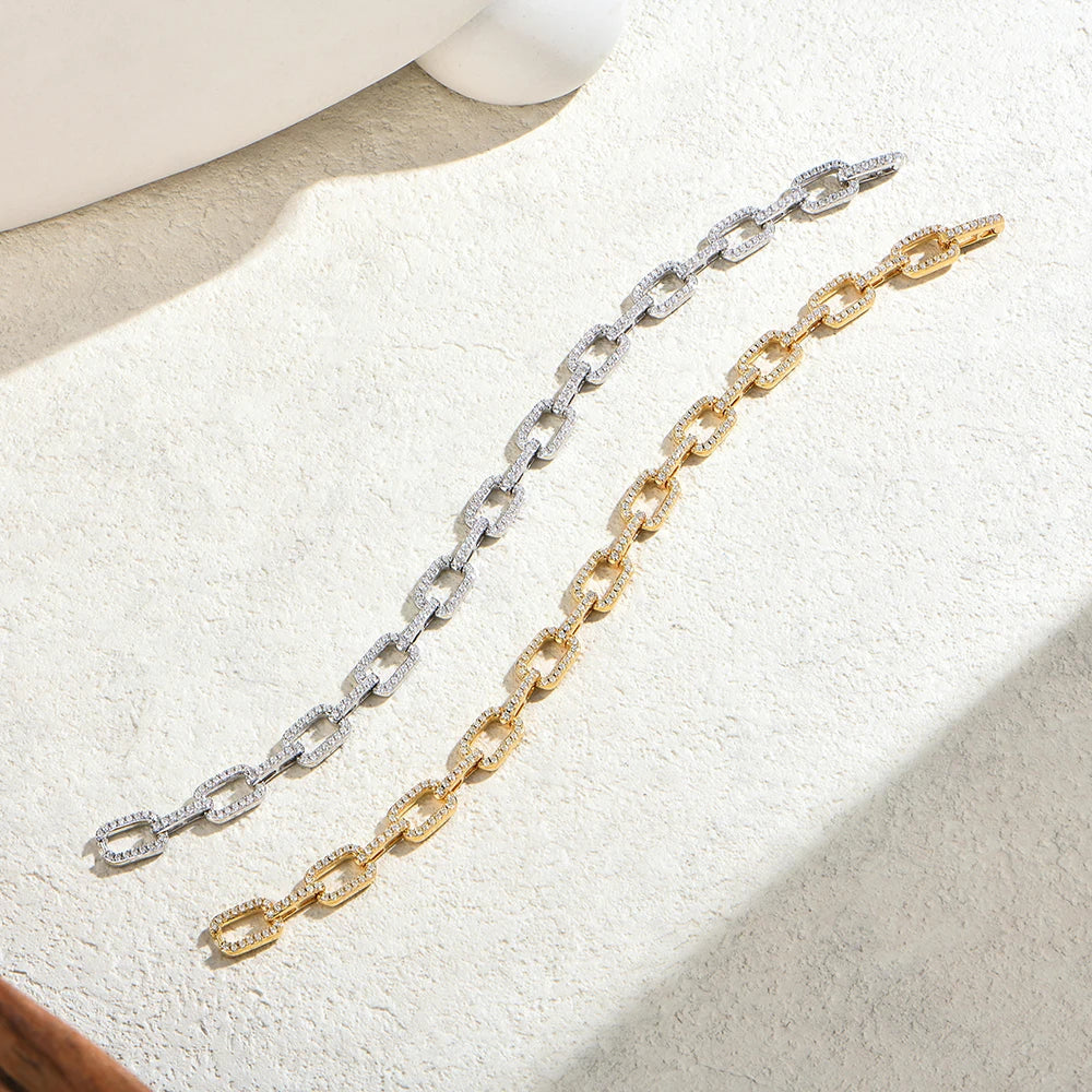 Fashion Hip Hop Moissanite Bracelet For Men S925 Silver 18k Gold Plated Luxury Exquisite Bangle Women's Banquet Jewelry