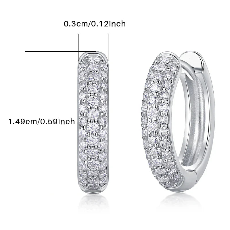 D color moissanite stud earrings 925 silver 18K gold plated hoop earrings, women's wedding party jewelry with gift box
