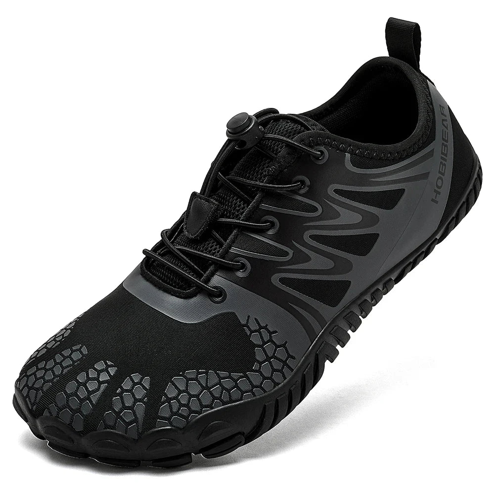 Wide Toe Barefoot Shoes for Unisex Artificial Leather Outdoor Walking Sneakers Zero Drop Minimalist Elastic Band Shoes