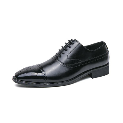 Men Lace Up Square Toe Dress Shoes, Business Black Oxfords Shoes