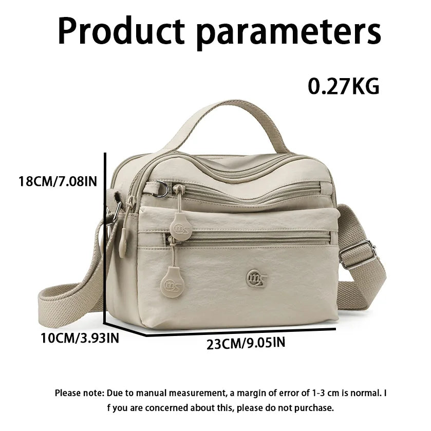 Temu's Best-selling Women's Casual Shoulder Bag, Large-capacity Casual Multi-layer Crossbody Bag, Nylon Commuter Women's Handbag