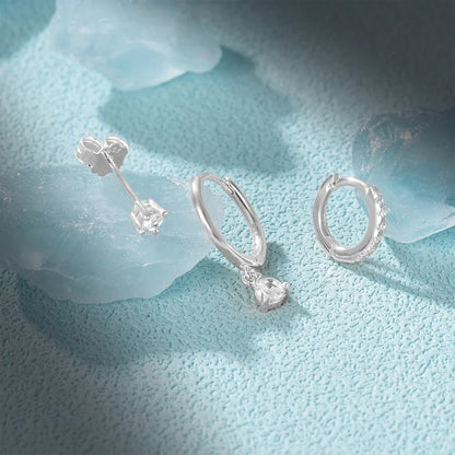 925 Sterling Silver 3PCS DIY Hoop Earring With Piercing Stud Earring Set Women Men Party Wedding Jewelry Set pendientes 925