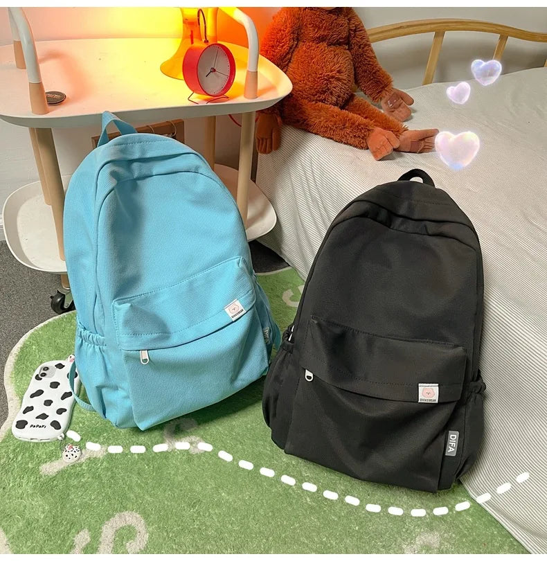 Sweet soft girl solid color large capacity student backpack new style for men and women college students simple trendy