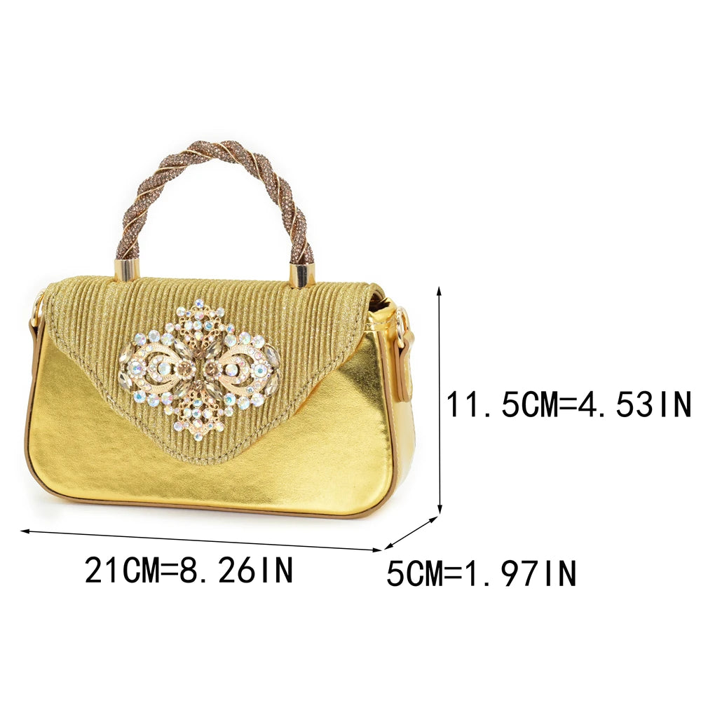New Fashion Women Shoes and Bags To Match Set Nigeria Party Nigeria Italian Shoes and Matching Bags Decorated with Rhinestone