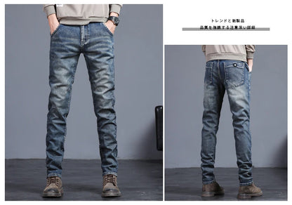 2026 Spring New Jeans Men's Slim Fit Straight Pants ClassicTrendy Retro Casual Long Pants Men's Korean Version Trousers