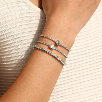 1CT Emerald Cut D Color Moissanite Tennis Bracelet 925 Sterling Silver Wedding Elegant Bracelets For Women Daily Jewelry