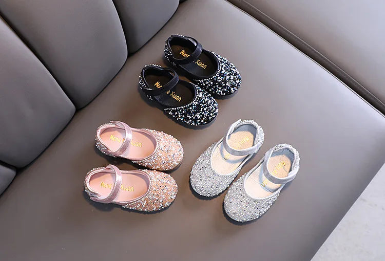 2026 Girls Princess Shoes Spring Children Bow Shoes Leather Shoe Kids Dance Shining Toddler Rhinestone Birthday Party Shoes