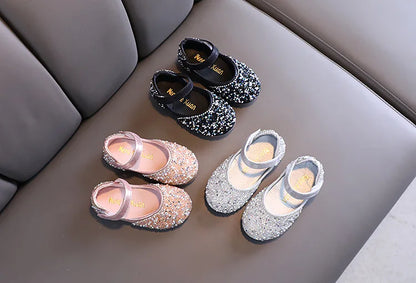 2026 Girls Princess Shoes Spring Children Bow Shoes Leather Shoe Kids Dance Shining Toddler Rhinestone Birthday Party Shoes