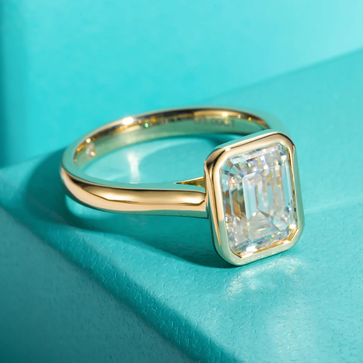 3ct Emerald Cut D Color Moissanite Engagement Ring Yellow Color 925 Sterling Silver Rings For Women Jewelry Wholesale