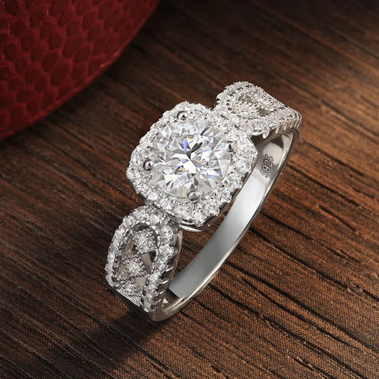 1ct D Color Moissanite Ring for Women GRA Certified Lab Diamond Engagement Wedding Band 925 Sterling Silver Luxury Ring