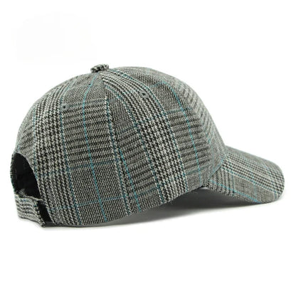 Spring Autumn Women's Baseball Cap Cotton Classic Checkered Snapback Hat Men Women British Style Hard Top Sunshade Hat