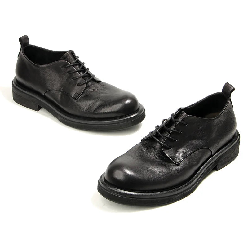 Soft Leather Mens Formal Shoes Luxury Quality Comfortable Brand Handmade Retro Genuine Leather Daily Wedding Social Shoes Male