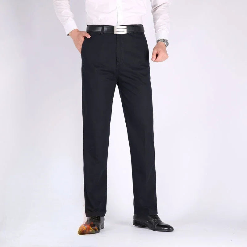 Men's 100% Cotton Summer Thin Pant Autumn Thick Classic Solid Casual Bland High Waist Trousers Business Office Cargo Pants Cheap