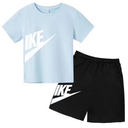 Kids Summer Short Sleeve T-shirt Shorts 2Pcs Set Boy Girl Casual Sport Jogging Suit Toddler 3-12Y