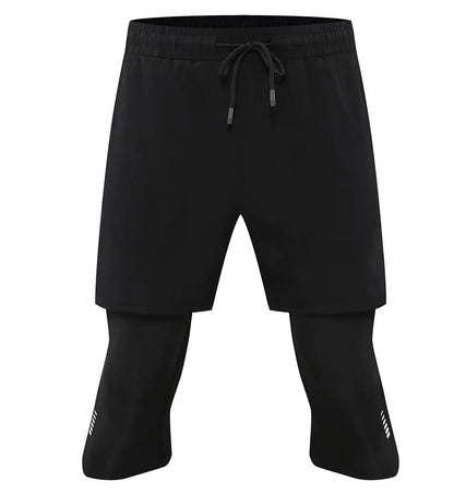 Men Tight Sport 2 In 1 Cropped Pants 2024 Summer Elastic Quick-dry Compression Workout Training Exercise Running Sports Shorts