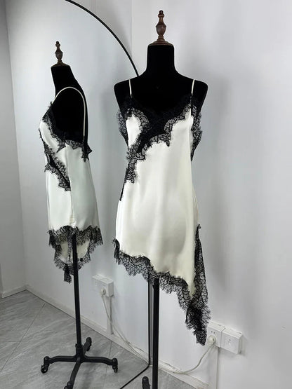 Lace Mini Spaghetti Strap Dress For Women Backless Slit Sexy Dress Evening Party Bodycon Female Elegant Dress High Waist