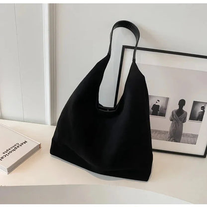Korean suede bucket bag, women's casual commuting shoulder tote bag, autumn/winter 2025 new underarm set bag