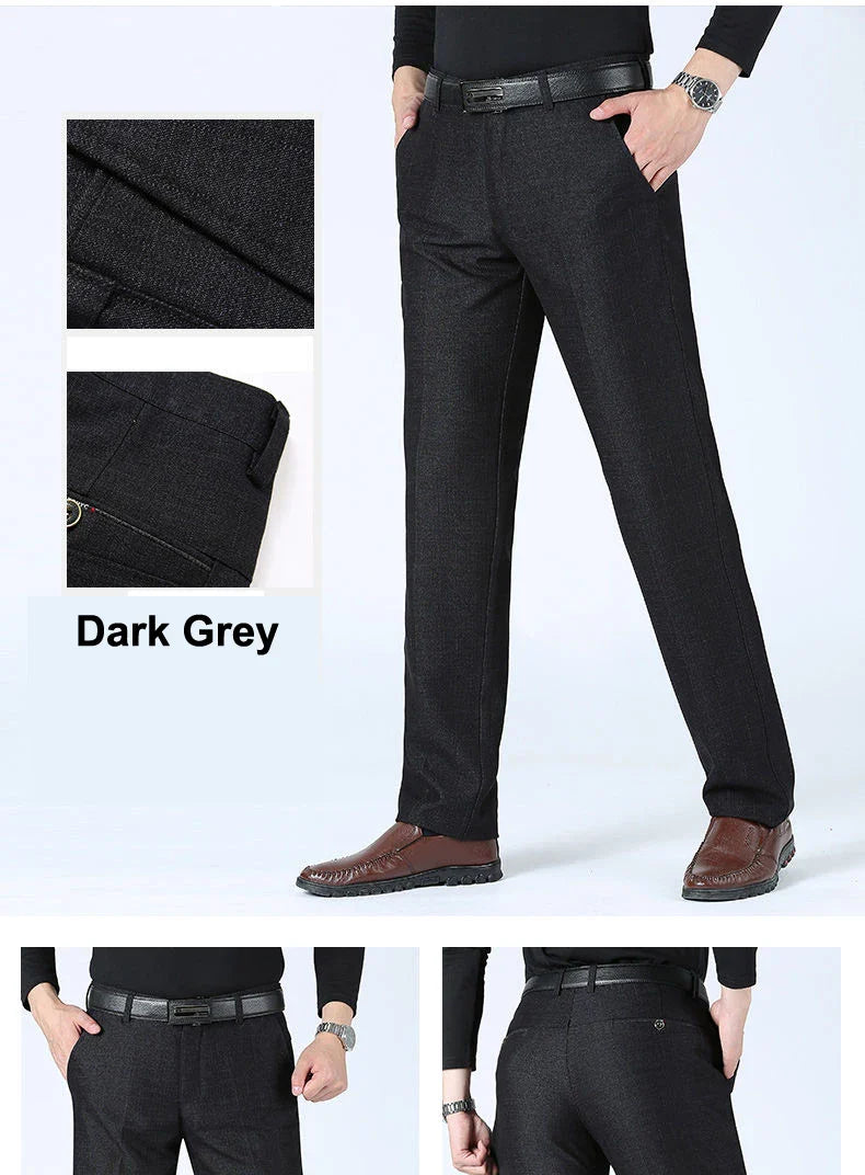 Autumn Summer New Men's Slim Business Pants Fashion Stretch Thicken Casual Trousers Brand Solid Pant Black Navy Plus Size GOZBKF