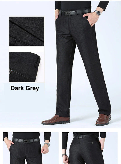 Autumn Summer New Men's Slim Business Pants Fashion Stretch Thicken Casual Trousers Brand Solid Pant Black Navy Plus Size GOZBKF