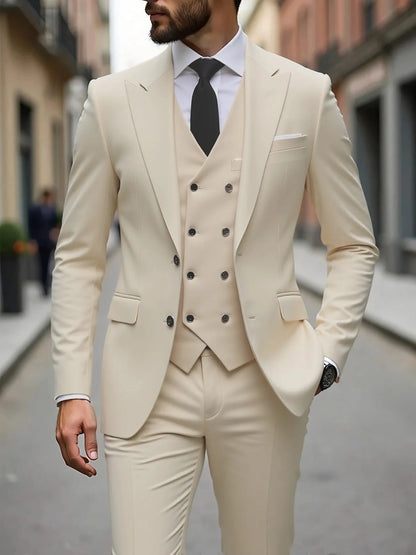 Classic Wedding Tuxedos Slim Fit Bridegroom For Men 3 Pieces Groomsmen Suit Male Formal Business Men Suits(Jacket+Vest+Pants）