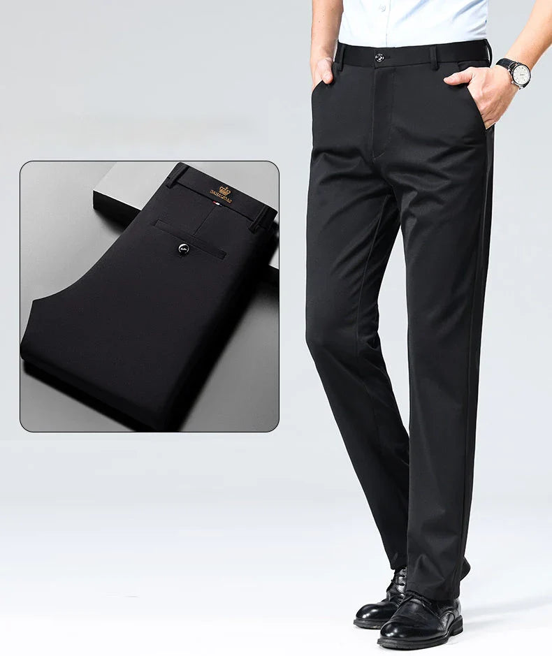 1-Pack Men's Professional Straight-Leg Stretch Formal Pants Non-Iron Comfortable Business Slacks Wrinkle-Resistant Loose Fit