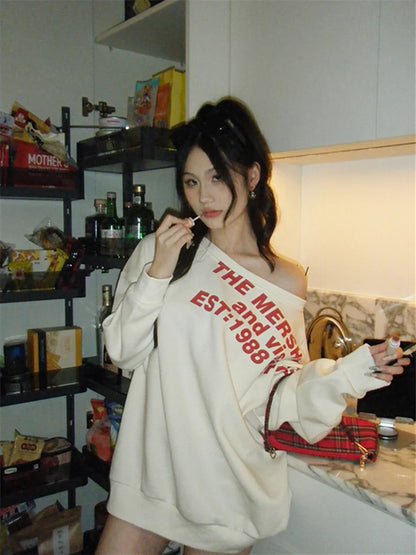Camiseta Y2K Sexy Oversize Feminina Streetwear Estampada Manga Longa Básica Blusa Feminina Outono 2025 Inverno Coreana Moda Camisa Oversized