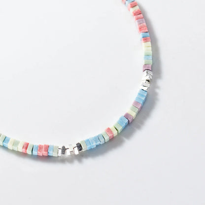 925 Sterling Silver Punk Colorful Square Chain Bracelet Rainbow Color Chain Link Platinum Plated For Women Fine Jewelry