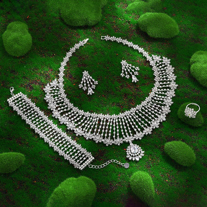 Cubic Zirconia Bridal Wedding Jewelry Set Bridal 4-piece Set Women's Jewelry Set Jewelry Brand Reproduction