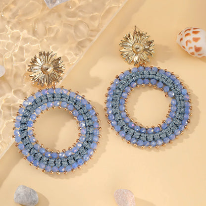 Big Water Drop Shape Drop Earrings For Women Colorful Beads Handmade Threading Crystal Long Earrings Jewelry Gift EA144