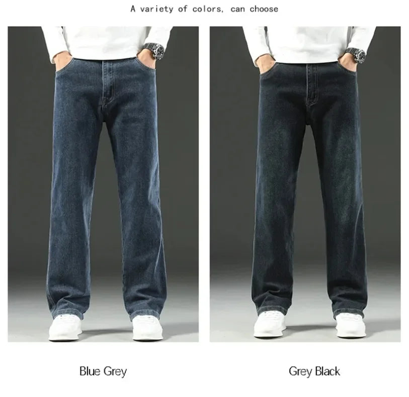 2025 Novo Estilo Y2 Primavera e Outono Jeans Folgados Masculinos Calças Retas Largas Casuais de Negócios Marca Roupas Masculinas