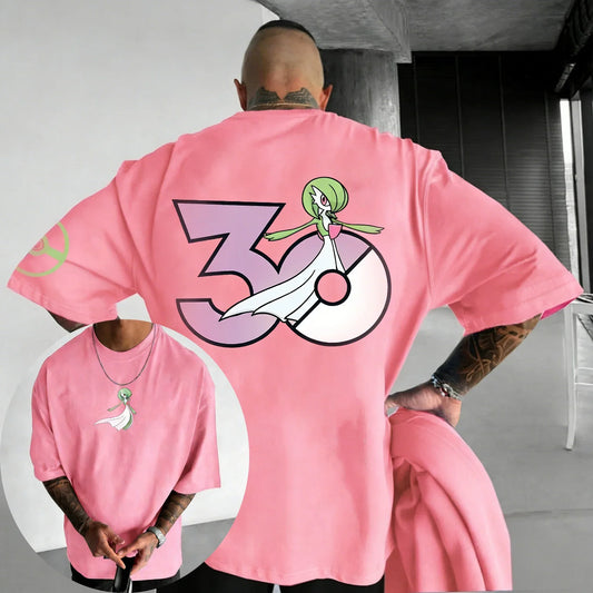 30th Anniversary Gardevoir Printed T-shirt Summer Men's and Women's Loose Casual Hip Hop Trendy Short Sleeve Top
