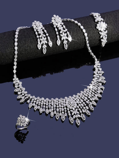 Elegant Necklace Sets for Women Water Drop Cubic Zirconia Layer Jewellery Set Dubai Saudi Bridal Engagement Party Accessory