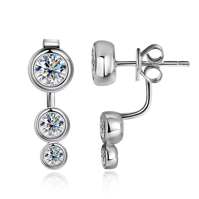 D VVS Moissanite Engagement Earring with GRA Certificates s925 Sterling Silver Plated 18k White Gold Earrings for Women