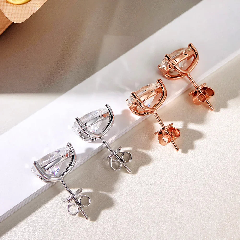 0.5-4Carat Pear Cut Moissanite Stud Earrings 100% S925 Silver Waterdrop Lab Diamomd Ear Studs for Women Fine Jewelry Gift