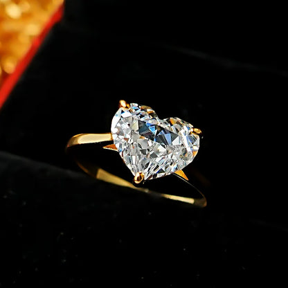 European and American Light Luxury Love 925 Silver Ring Set with High Carbon Diamond, Redion Ice Flower Cutting, Elegant Female