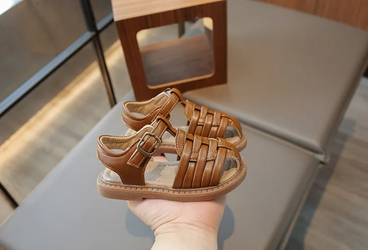 Kids Sandals 2026 Summer Sandals for Boy Fashion Children Cut-Outs Beach Shoes Braided Style Causal Walking Flat Sandals