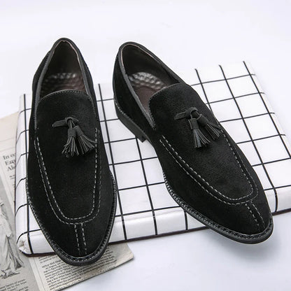 Britain Pointed Black Brown Tassels All Match Shoes For Men Casual Loafers Formal Dress Footwear Sapatos Tenis Masculino