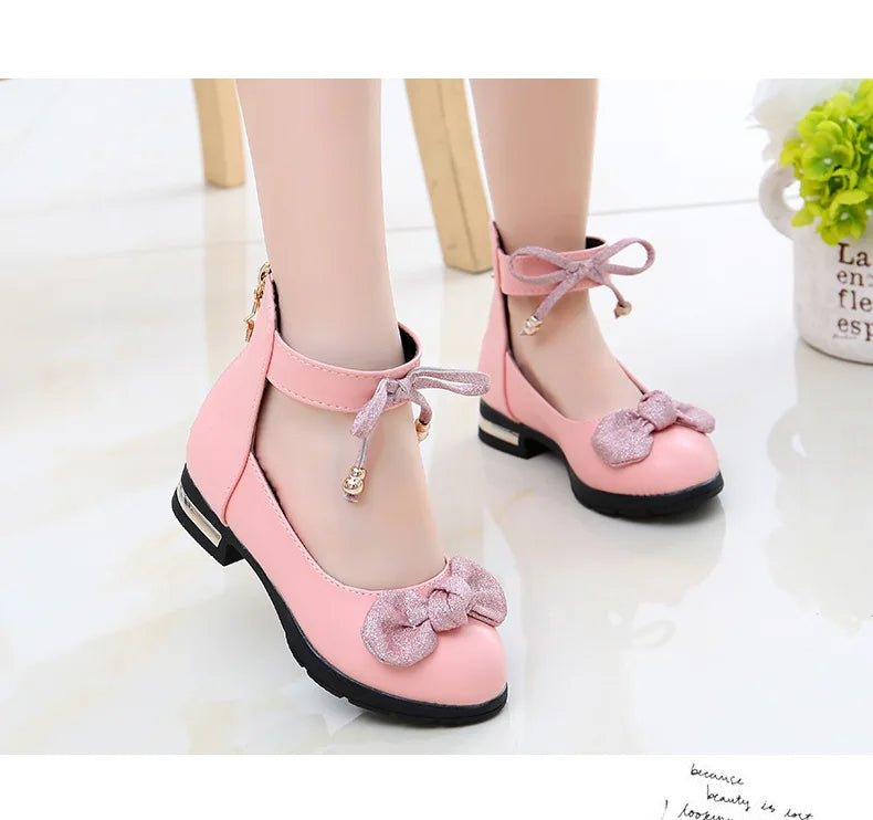 2026 Shiny Bow Stage Elegant Comfortable Catwalk Fashion Spring/summer Students Baby Girls Princess Shoes Cute Kids Sandals