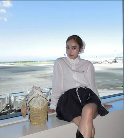 New Japanese Style Drawstring Casual Cute Girl Skirt 2025 Spring and Summer Sweet Ladies Elastic Waist Kawaii Short Skirt Women
